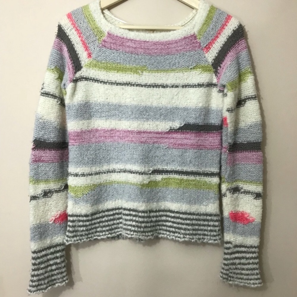 Free People chunky multi color striped sweater